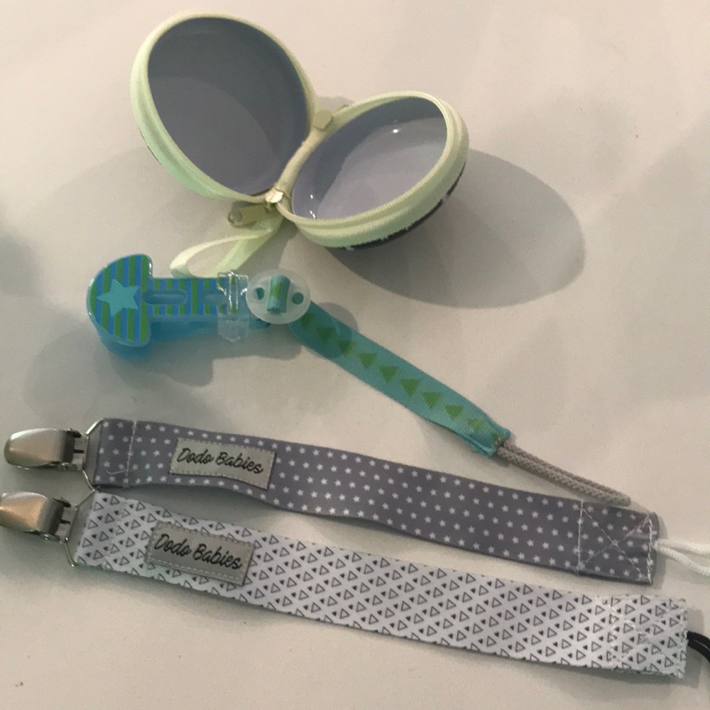 Set of three pacifier clips